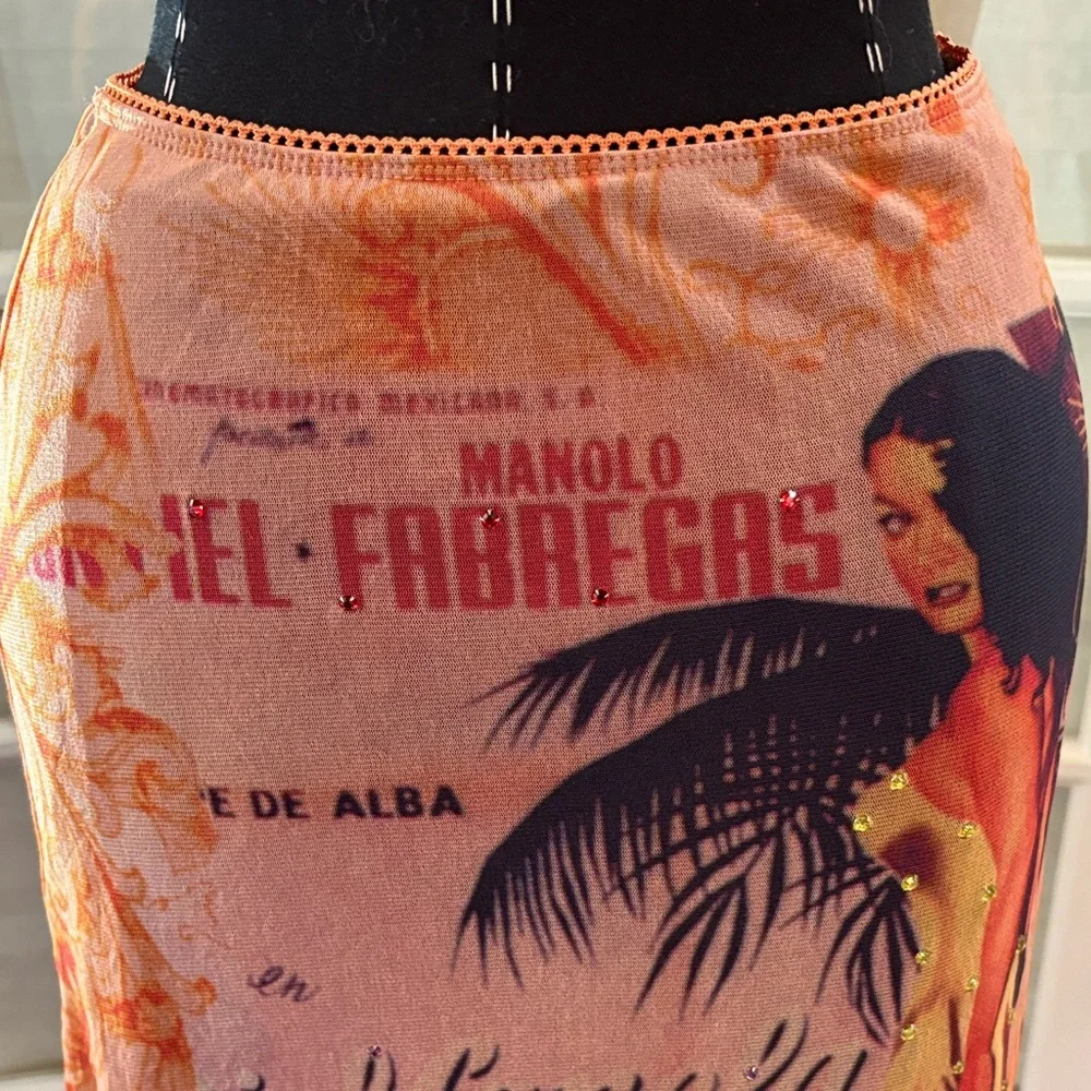 Stylish Graphic Pencil Skirt - Orange - Picture 6 of 8